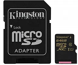 Карта памяти Kingston microSDXC 4GB Class 10 UHS-1 U1 + SD-адаптер (SDCX10/64GB)
