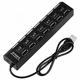 USB хаб Power Button 1-in-7 black - фото USB хаб Power Button 1-in-7 black