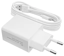 Мережевий зарядний пристрій Logicpower АС-013 with USB Type-C Cable 2.4A White (LP9625)