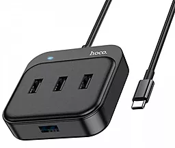 USB Type-C хаб Hoco HB31 Easy 4-in-1 USB3.0+3xUSB2.0 0.2m Hub black