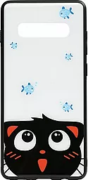 Чохол TOTO Cartoon Print Glass Samsung G973 Galaxy S10 Cat and fish (F_93202)