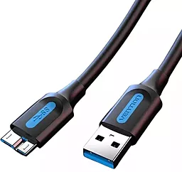 USB Кабель Vention 1.5m micro USB 3.0 cable  black (COPBG) - мініатюра 2