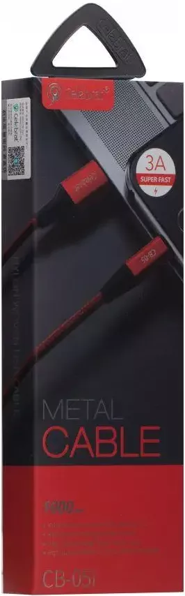 Кабель Celebrat CB-05 USB-A - Lightning 12w 3a 1м cable Red - фото 2