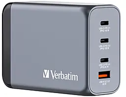 Сетевое зарядное устройство с быстрой зарядкой Verbatim 240w GaN PD 3xUSB-C/UBS-A ports charger Grey (32205) - фото Сетевое зарядное устройство с быстрой зарядкой Verbatim 240w GaN PD 3xUSB-C/UBS-A ports charger Grey (32205)