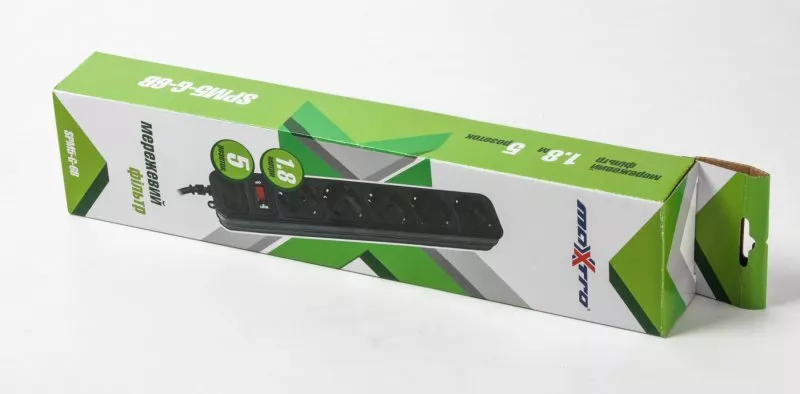 Сетевой фильтр (удлинитель) Maxxter SPM5-G-6B чёрный - фото 2