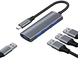 USB Type-C хаб EasyLife 4-in-1 USB3.0 gray - фото USB Type-C хаб EasyLife 4-in-1 USB3.0 gray