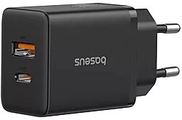 Сетевое зарядное устройство Baseus Cluster 20w PD USB-C/USB-A ports charger black (P10111403113-00) - фото Сетевое зарядное устройство Baseus Cluster 20w PD USB-C/USB-A ports charger black (P10111403113-00)