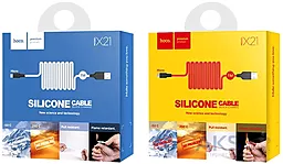 Кабель Hoco X21 Plus Silicone USB-A - micro USB 12w 2.4a 1м cable Black/Blue - миниатюра 4 Кабель Hoco X21 Plus Silicone USB-A - micro USB 12w 2.4a 1м cable Black/Blue - миниатюра 4