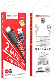 Кабель Hoco X88 Gratified USB-A - Lightning 12w 2.4a 1м cable Black - мініатюра 6 Кабель Hoco X88 Gratified USB-A - Lightning 12w 2.4a 1м cable Black - мініатюра 6