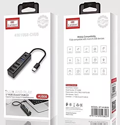 USB Type-C хаб (концентратор) Earldom ET-HUB08 4USB Black - миниатюра 4