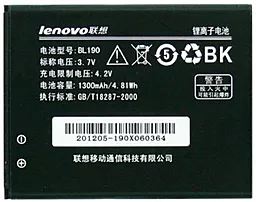 Акумулятор Lenovo A366T IdeaPhone / BL190 (1300 mAh) 12 міс. гарантії