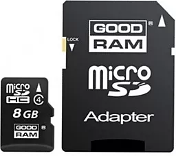 Карта памяти GooDRam microSDHC 8GB Class 4 + SD-адаптер (M40A-0080R11)