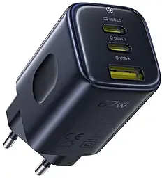Сетевое зарядное устройство Baseus PicoGo AE11 67w PD 2xUSB-C/USB-A ports charger Black (E0121200) - фото Сетевое зарядное устройство Baseus PicoGo AE11 67w PD 2xUSB-C/USB-A ports charger Black (E0121200)