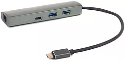 Мультипортовий Type-C хаб PowerPlant USB-C -> 2xUSB3.0/1xUSB-C/Gigabit LAN Grey (CA910557) - фото Мультипортовий Type-C хаб PowerPlant USB-C -> 2xUSB3.0/1xUSB-C/Gigabit LAN Grey (CA910557)