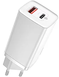 Мережевий зарядний пристрій з швидкою зарядкою Baseus GaN2 Lite Quick Charger 65W USB-A-C White (CCGAN2L-B02) - мініатюра 2