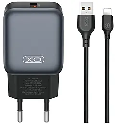 Мережевий зарядний пристрій XO L152 18w QC3.0 USB-A home charger + Lightning cable black - фото Мережевий зарядний пристрій XO L152 18w QC3.0 USB-A home charger + Lightning cable black