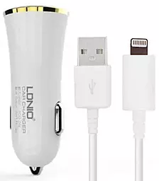 Автомобильное зарядное устройство LDNio Double USB Car Charger + Lightning White / Gold (DL-C28)