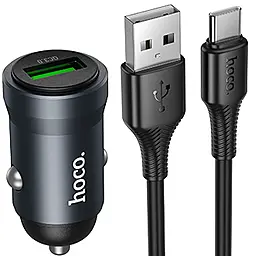 Автомобільний зарядний пристрій Hoco Z62 Energy 18w QC3.0 USB-A ports car charger + USB-C cable gray - фото Автомобільний зарядний пристрій Hoco Z62 Energy 18w QC3.0 USB-A ports car charger + USB-C cable gray