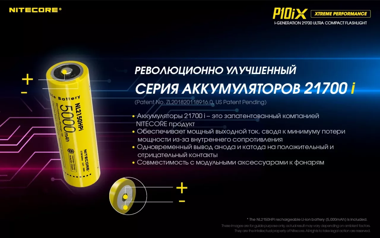 Фонарик аккумуляторный Nitecore P10iX (6-1134_iX) (1x21700, 2xCR123, 2xRCR123) - фото 19
