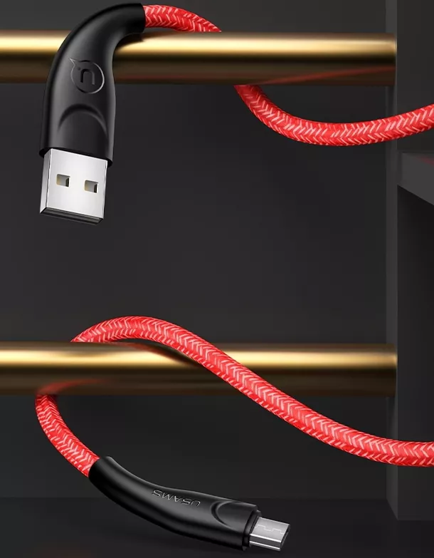 Кабель Usams U41 Braided USB-A - micro USB 12w 2.4a 1м cable Red - фото 2