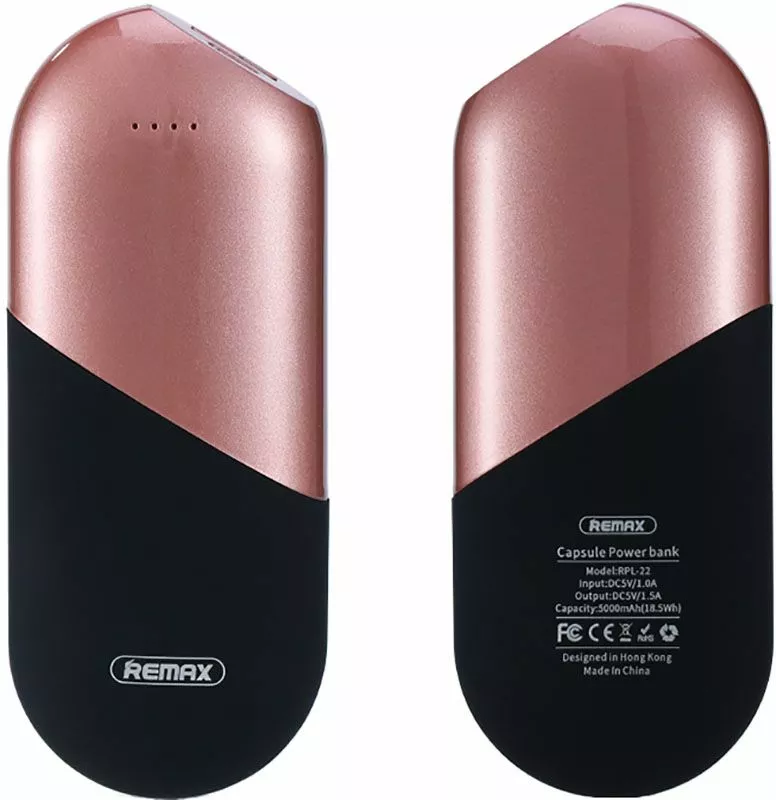 Повербанк Remax Capsule RPL-22 5000 mah Rose Gold - фото 2