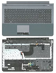 Клавіатура для ноутбуку Samsung RC520 з топ панеллю чорна/сіра