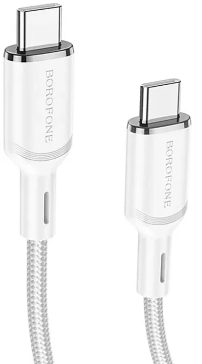 Кабель Borofone BX90 Cyber USB Type-C - Type-C 60w 3a 1м PD cable White - фото 3