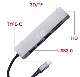 USB Type-C хаб Earldom ET-W18 Multi HUB Grey - миниатюра 2