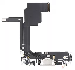 Нижний шлейф Apple iPhone 15 Pro c разъемом зарядки, с микрофоном Original - снят с телефона White Titanium