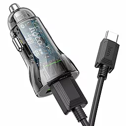 Автомобильное зарядное устройство Hoco Z47 20W QC3.0 2xUSB + USB-C Cable Black