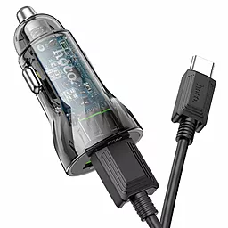 Автомобильное зарядное устройство Hoco Z47 20w QC3.0 2xUSB-A ports car charger + USB-C cable black