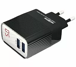 Сетевое зарядное устройство с быстрой зарядкой MOXOM MX-HC46 Auto-ID 2.4a 2xUSB-A ports charger + USB-C cable black - фото Сетевое зарядное устройство с быстрой зарядкой MOXOM MX-HC46 Auto-ID 2.4a 2xUSB-A ports charger + USB-C cable black