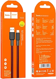 Кабель Hoco X69 Jaeger USB-A - Type-C 15w 3a 1м cable Black/Red - мініатюра 5 Кабель Hoco X69 Jaeger USB-A - Type-C 15w 3a 1м cable Black/Red - мініатюра 5