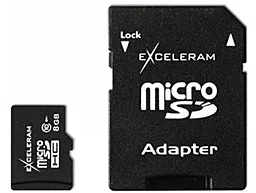 Карта пам'яті Exceleram microSDHC 8GB Class 10 + SD-адаптер (MSD0810V)