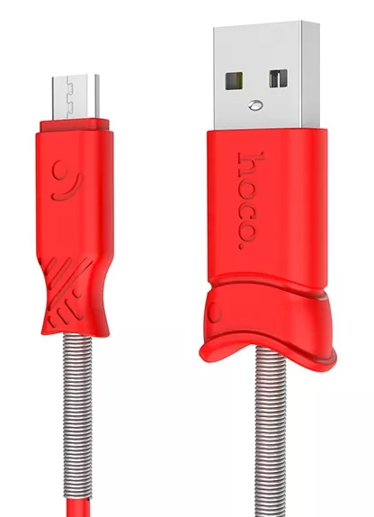 Кабель Hoco X24 Pisces USB-A - micro USB 12w 2.4a 1м cable Red - фото 1