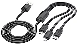 Універсальний кабель Hoco X74 3-in-1 USB-A to Type-C/Lightning/micro USB 10w 1м сable Black - мініатюра 4 Універсальний кабель Hoco X74 3-in-1 USB-A to Type-C/Lightning/micro USB 10w 1м сable Black - мініатюра 4