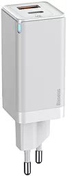 Сетевое зарядное устройство с быстрой зарядкой Baseus Mini 45w GaN PD USB-C/USB-A ports fast charger + USB-C to USB-C cable white (CCGaN-Q02) - фото Сетевое зарядное устройство с быстрой зарядкой Baseus Mini 45w GaN PD USB-C/USB-A ports fast charger + USB-C to USB-C cable white (CCGaN-Q02)