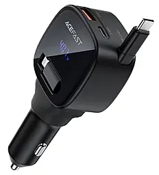 Автомобильное зарядное устройство AceFast B17 95w PD/QC4+ USB-A/USB-C ports car charger + USB-C cable Black - фото Автомобильное зарядное устройство AceFast B17 95w PD/QC4+ USB-A/USB-C ports car charger + USB-C cable Black