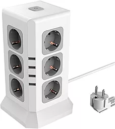 Сетевой фильтр (удлинитель) Voltronic SAFEMORE SME11 12 розеток 10A 4xUSB-A с выключателем белый - фото Сетевой фильтр (удлинитель) Voltronic SAFEMORE SME11 12 розеток 10A 4xUSB-A с выключателем белый