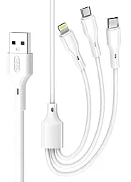 Універсальний кабель USB XO 3-in-1 USB-A to Type-C/Lightning/micro USB 12w 2.4a 1м cable white (CB-23U3) - фото Універсальний кабель USB XO 3-in-1 USB-A to Type-C/Lightning/micro USB 12w 2.4a 1м cable white (CB-23U3)