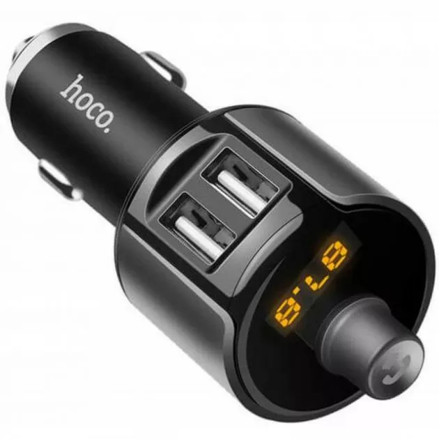 Автомобильное зарядное устройство с FM-модулятором Hoco E19 2 USB 2.4А + Bluetooth Black - фото 1