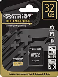 Карта пам'яті Patriot High Endurance 32GB CLASS 10 V30 UHS-1 U3 microSDHC (PEF32GE31MCH) - мініатюра 2