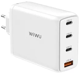 Сетевое зарядное устройство с быстрой зарядкой WIWU Mini GaN Series 120w PD 3xUSB-C/USB-A ports White - фото Сетевое зарядное устройство с быстрой зарядкой WIWU Mini GaN Series 120w PD 3xUSB-C/USB-A ports White