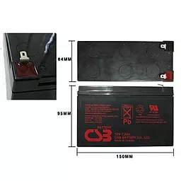 Акумуляторна батарея CSB 12V 7.2Ah (GP1272) - мініатюра 3