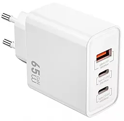 Сетевое зарядное устройство WIWU Wi-G005 GaN 65w PD/QC3.0 2xUSB-C/USB-A fast charger - фото Сетевое зарядное устройство WIWU Wi-G005 GaN 65w PD/QC3.0 2xUSB-C/USB-A fast charger