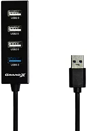 Мультипортовый USB-A хаб Grand-X Travel 1хUSB3.0+3хUSB2.0 (GH-409) Black - миниатюра 2