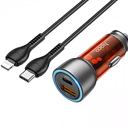 Автомобильное зарядное устройство Hoco NZ8 43W USB C+A PD 25W/QC3.0 18W + USB-C - Lightning Cable Orange - миниатюра 2