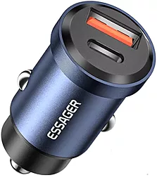 Автомобильное зарядное устройство Essager 30w PD USB-C/USB-A ports car charger blue (ECCAC-TL03)