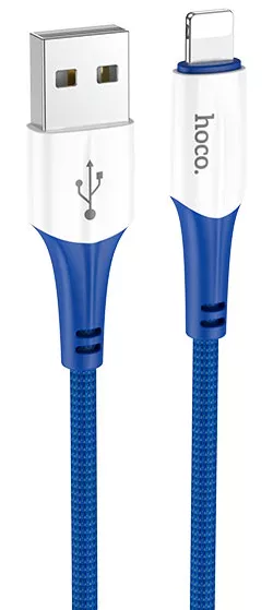Кабель Hoco X70 Ferry USB-A - Lightning 12w 2.4a 1м cable Blue - фото 1