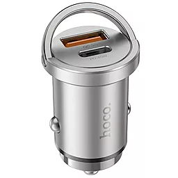 Автомобильное зарядное устройство с быстрой зарядкой Hoco NZ10 45w PD USB-C/USB-A ports car charger silver